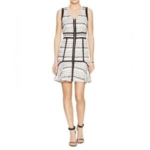 Rebecca Taylor Raffia Tweed Dress Size 8 Full Front Zip Fit n' Flare Drop Hem